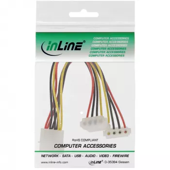 InLine Wewnętrzny kabel zasilający typu Y 1x 4pin Molex / 2x 4pin Molex kątowy 0,15m