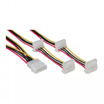 Wewnętrzny kabel zasilający InLine 29654A 1x 4-pin Molex / 4x 4-pin Molex 1 m
