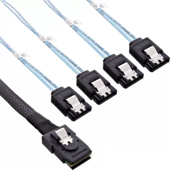 Kabel rozdzielający InLine Mini SAS SFF8087 na 4x SATA z przeplotem OCF 1m