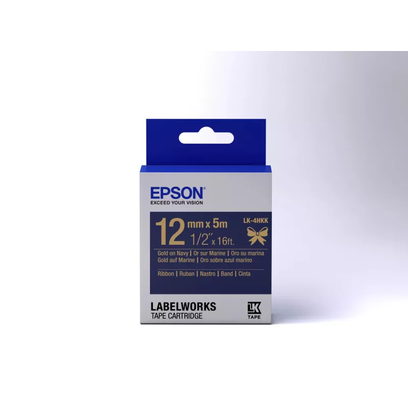 Kaseta z etykietami Epson Wstążka satynowa LK-4HKK Złoty/Granatowy 12mm (5m)