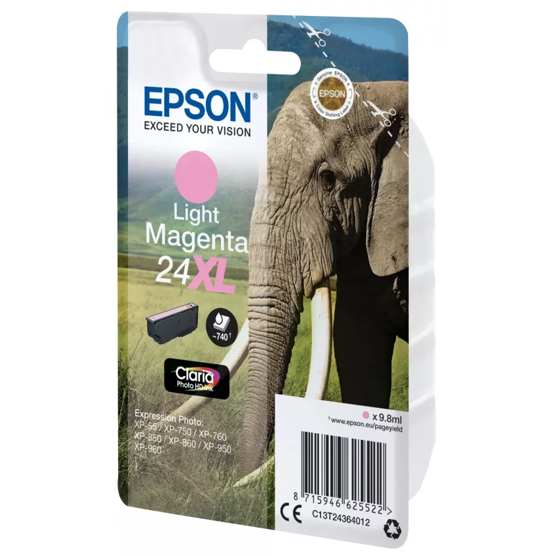Epson Elephant Singlepack Jasny magenta 24XL Claria Photo HD Ink
