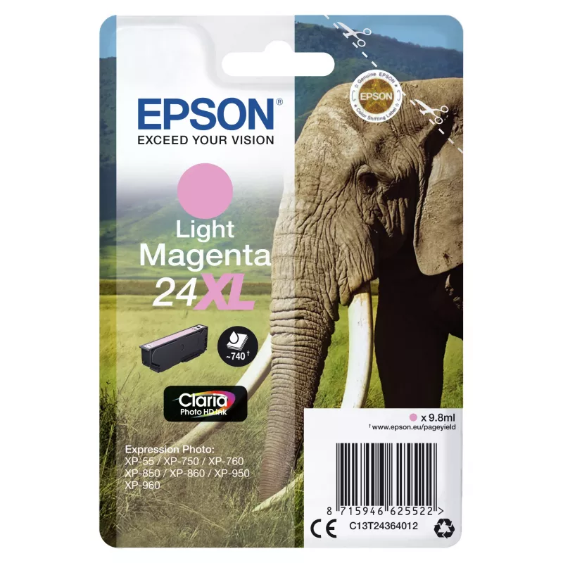 Epson Elephant Singlepack Jasny magenta 24XL Claria Photo HD Ink