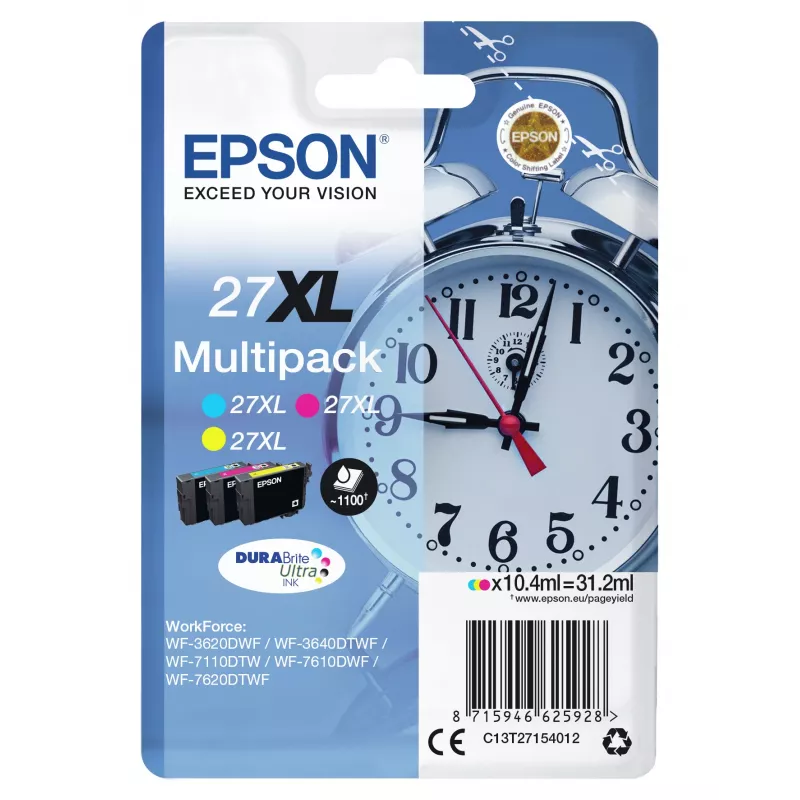 Epson Alarm clock Multipack 3-kolorowy 27XL DURABrite Ultra Tusz