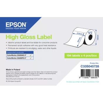 Epson C33S045728 etykieta do drukarki Biała Samoprzylepna etykieta do drukarki