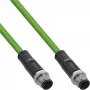 InLine Przemysłowy kabel sieciowy, M12 4-pin D-coded męski/męski, PUR 3m