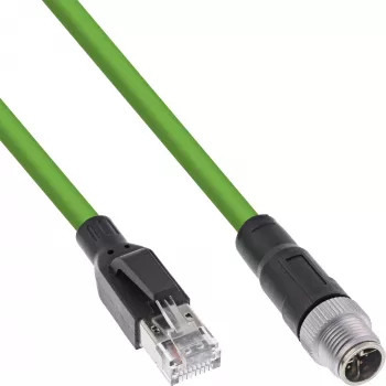 Przemysłowy kabel sieciowy InLine, M12 8-pin X-coded do wtyku RJ45, Cat.6A PUR 1 m