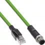 InLine Przemysłowy kabel sieciowy, wtyk M12 4-pinowy D-kodowany do RJ45, PUR 7,5 m