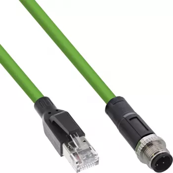 InLine Industrialny kabel sieciowy, wtyk męski M12 4-pin D-kodowany do RJ45, PUR 5m