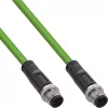 Przemysłowy kabel sieciowy InLine, M12 4-pin D-coded męski/męski, PUR 2m