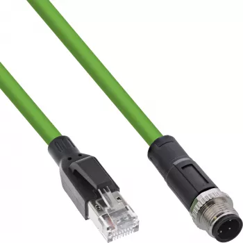 InLine Przemysłowy kabel sieciowy, wtyk męski M12 4-pin D-coded do RJ45, PUR 15m