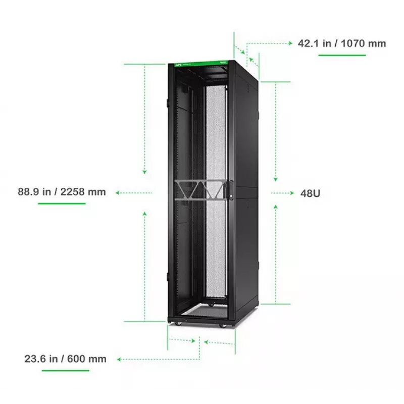APC NetShelter SX Server Rack Gen 2, 48U, 2258W x 600S x 1070G mm, z panelami bocznymi, czarny