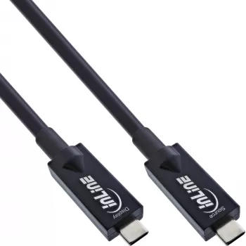 InLine USB 3.2 Gen.2 AOC kabel, USB-C male/male, Czarny, 15m, 15 m, USB C, USB C, USB 3.2 Gen 2 (3.1 Gen 2), 10 Gbit/s, Czarny