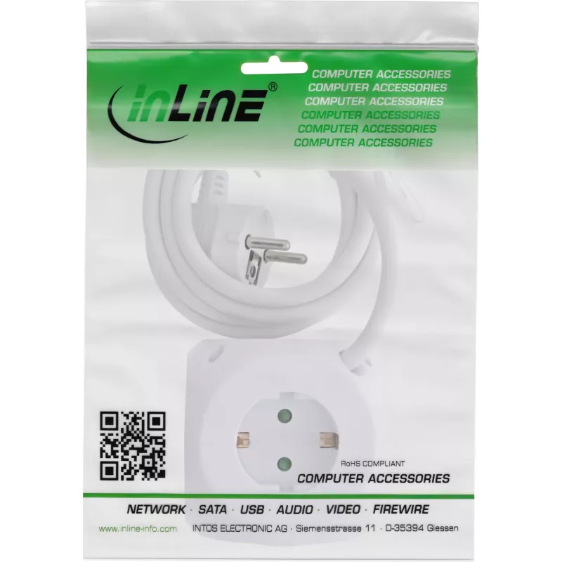 InLine Charging Cube InLine 16499A 3x gniazdo z uziemieniem 2x USB-C 2x USB-A biały 2m