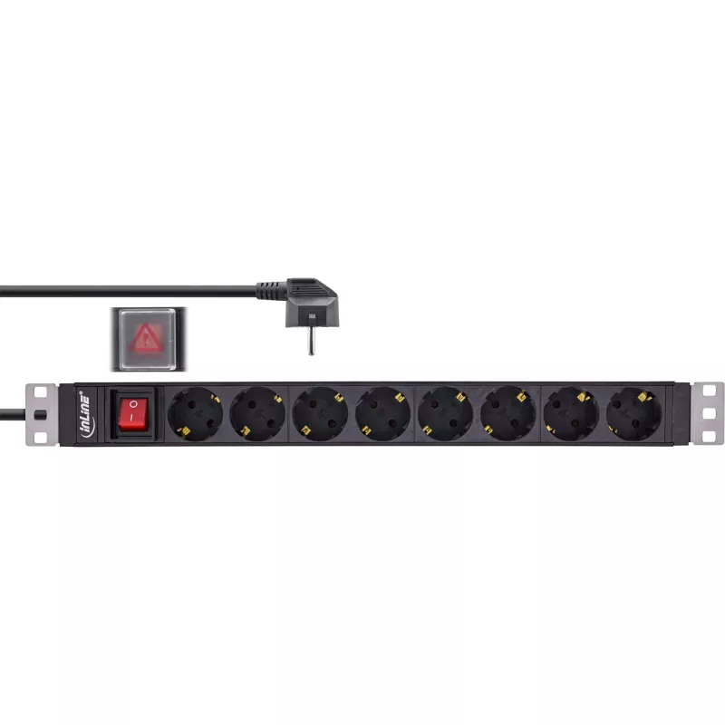 InLine 16412S listwa przeciwprzepięciowa Czarny 8 AC outlet(s) 2 m