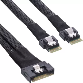 Kabel InLine cienki SAS, SFF-8654 8i na 2x SFF-8654 4i, 1 m