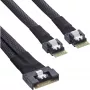 Kabel InLine cienki SAS, SFF-8654 8i na 2x SFF-8654 4i, 1 m