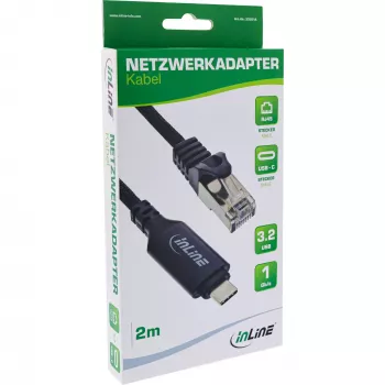 Kabel sieciowy InLine 33381A USB-C do RJ45 Cat6 2m czarny