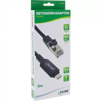 Kabel sieciowy InLine 33381B USB-C na RJ45 Gigabit 5m Czarny