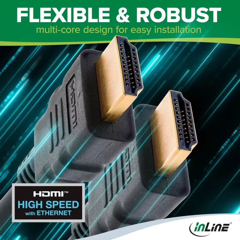 Przewód HDMI InLine, HDMI High Speed z Ethernetem, męski / męski, czarny, 3m