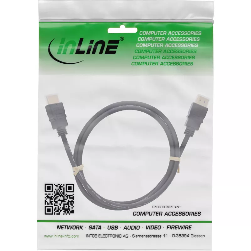 Przewód HDMI InLine, HDMI High Speed z Ethernetem, męski / męski, czarny, 10m
