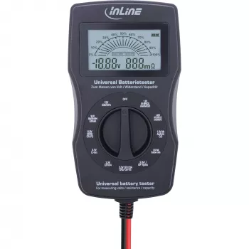 InLine Multifunkcyjny tester baterii, urządzenie pomiarowe z wyświetlaczem LCD