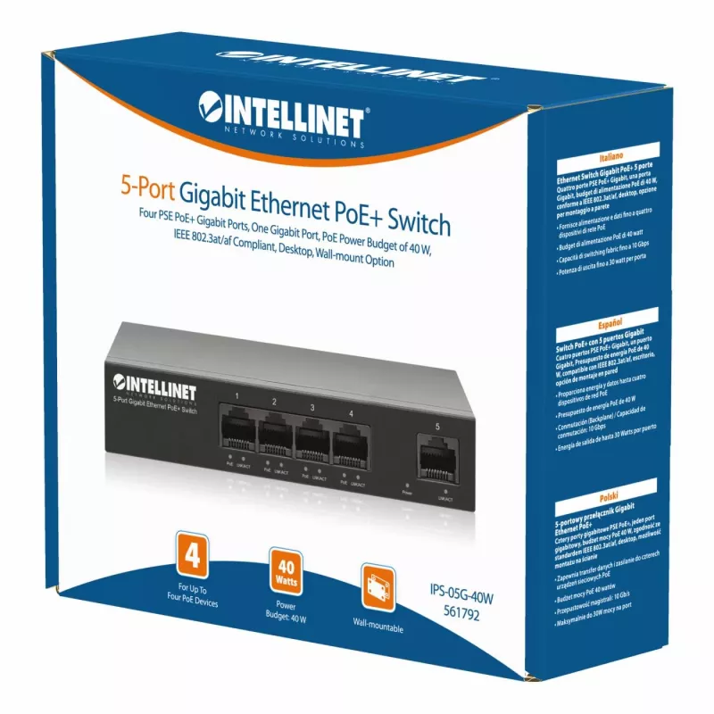 Intellinet 561792 przełącznik sieciowy Gigabit Ethernet (10/100/1000) Power over Ethernet (PoE) Czarny