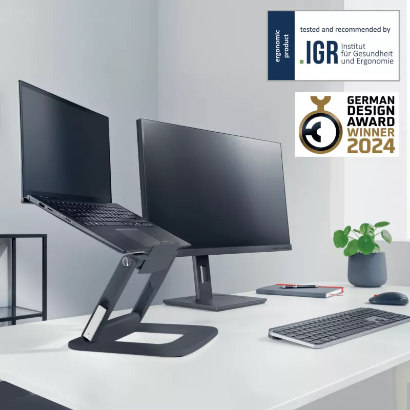 Leitz Ergo Regulowana podstawka pod laptopa z możliwością ustawienia pod różnymi kątami, 80% plastiku z recyklingu