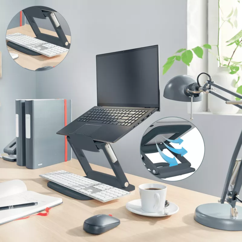 Leitz Ergo Regulowana podstawka pod laptopa z możliwością ustawienia pod różnymi kątami, 80% plastiku z recyklingu