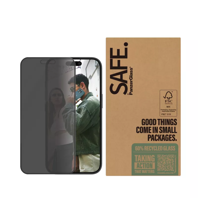 PanzerGlass SAFE. by ® Privacy Ochrona ekranu iPhone 16 | 15 | Ultra-Wide Fit | BULK
