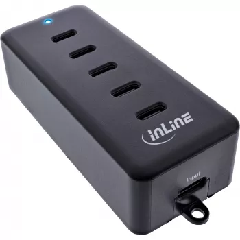 InLine przedłużacz USB-C, 5-portowy, 100W, ładowarka wewnętrzna, kompatybilność uniwersalna
