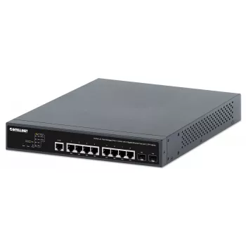 Intellinet 10-portowy w pełni zarządzalny przełącznik PoE++ L2+ z 8 portami Gigabit Ethernet i 2 uplinkami SFP