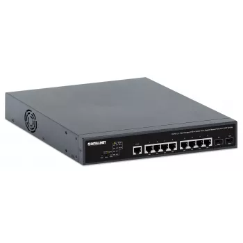 Intellinet 10-portowy w pełni zarządzalny przełącznik PoE++ L2+ z 8 portami Gigabit Ethernet i 2 uplinkami SFP