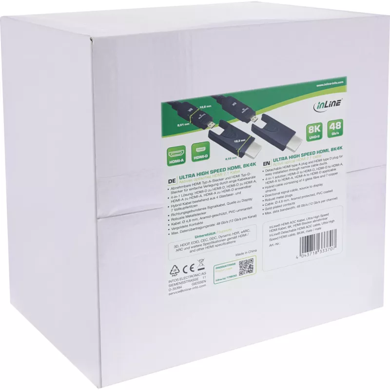 Kabel InLine HDMI AOC, Ultra High Speed HDMI, 8K4K, odłączana wtyczka, 80m