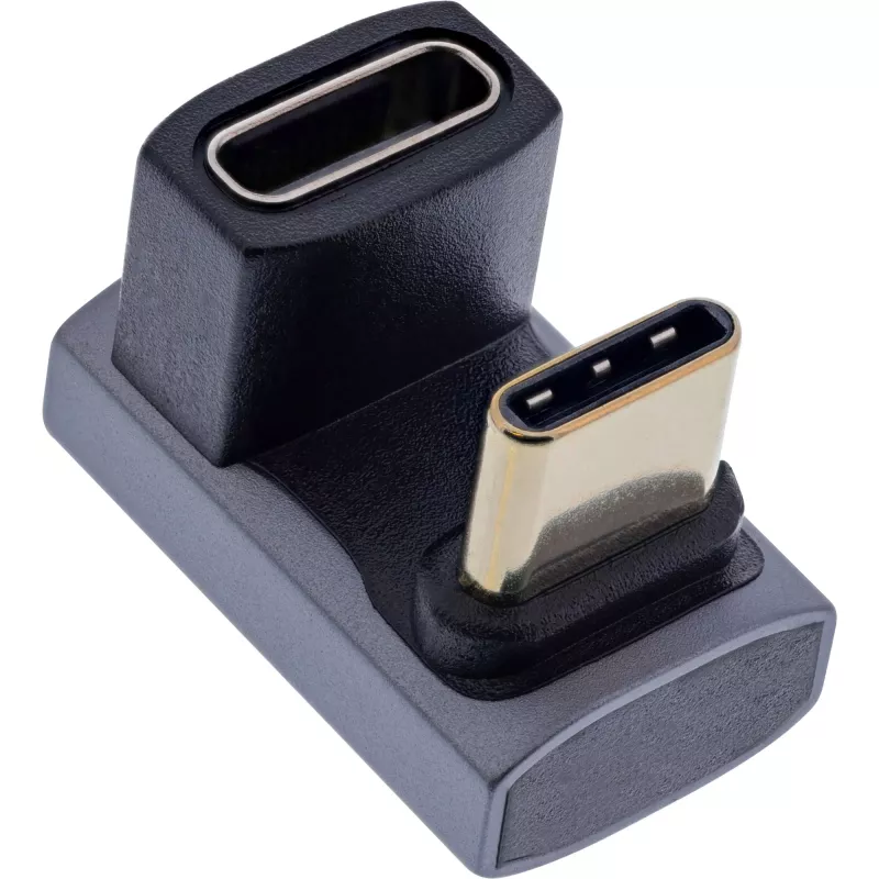 InLine adapter USB4, USB-C męski/żeński 180°, aluminium, szary