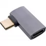 Adapter InLine USB4, USB-C męski/żeński prawy/lewy kątowy, aluminium, szary