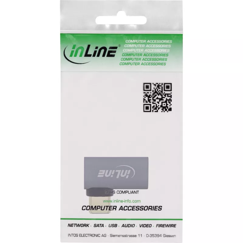 Adapter InLine USB4, USB-C męski/żeński prawy/lewy kątowy, aluminium, szary