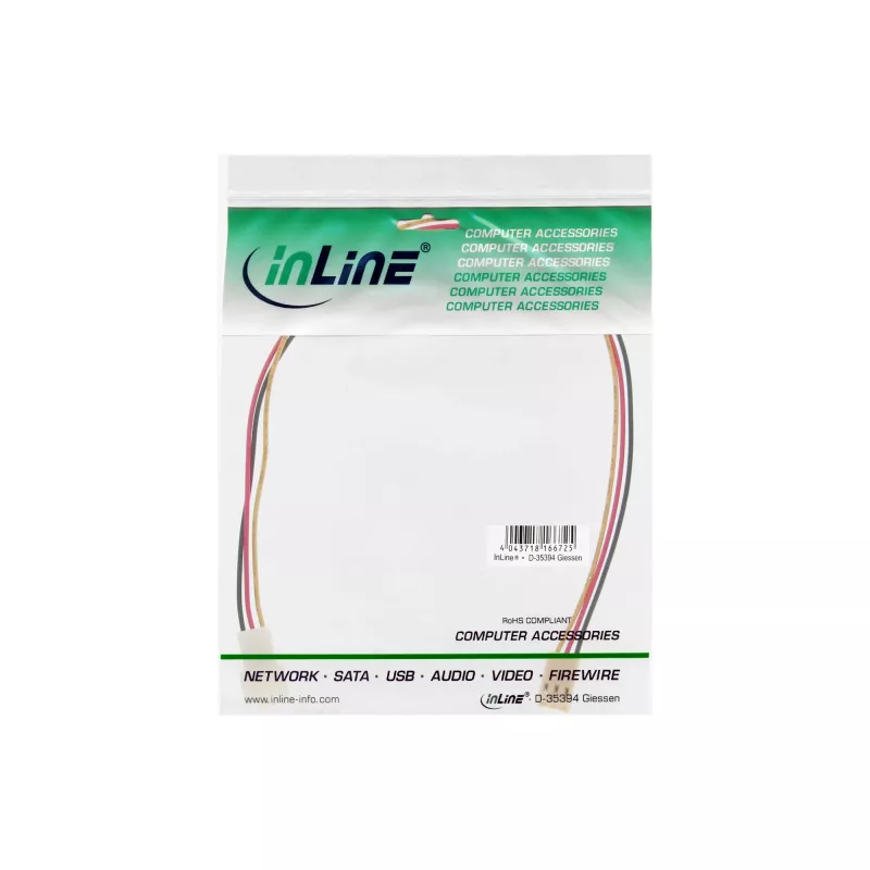 Przedłużacz kabla wentylatora InLine 3-pin Molex męski/żeński długość 2m