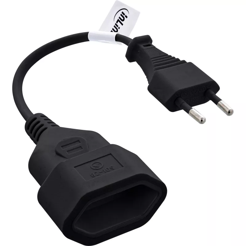 InLine 16680S kabel zasilający Czarny 0,2 m CEE7/16