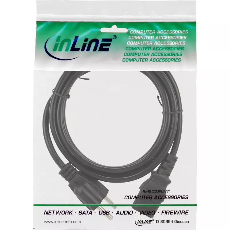 InLine 16658J power kabel Czarny 1.8 m Power plug type B IEC C13