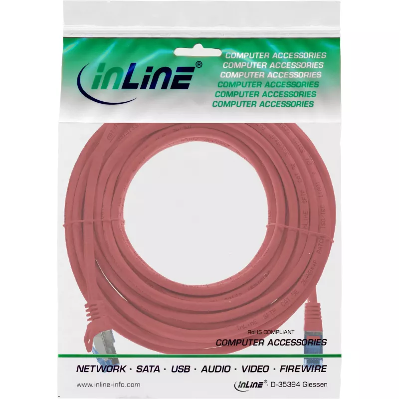 InLine 72600R kabel sieciowy Czerwony 10 m Cat6a S/FTP (S-STP)