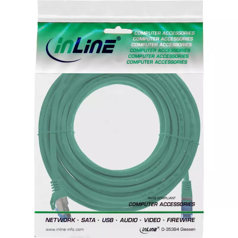 InLine 72600G kabel sieciowy Zielony 10 m Cat6a S/FTP (S-STP)