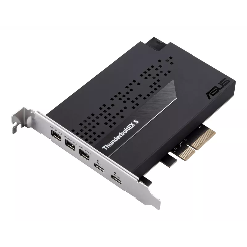 Karta interfejsu ASUS ThunderboltEX 5 — PCIe 4.0, Intel JHL9580, Mini DisplayPort, USB 2.0, 120 Gbit/s