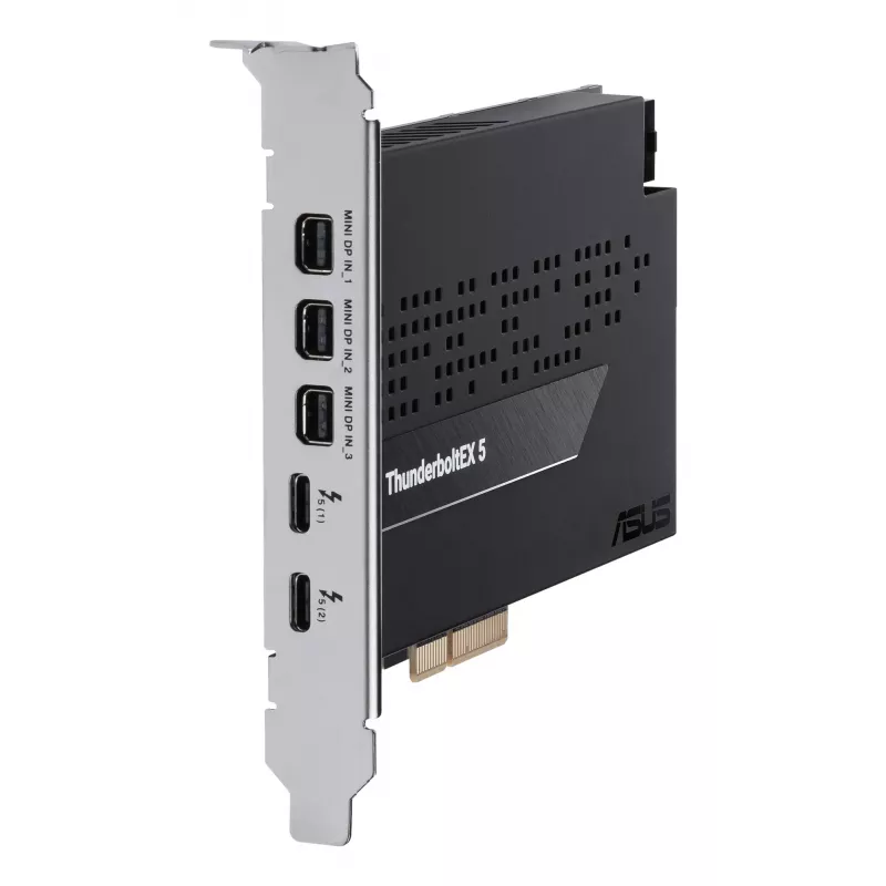 Karta interfejsu ASUS ThunderboltEX 5 — PCIe 4.0, Intel JHL9580, Mini DisplayPort, USB 2.0, 120 Gbit/s