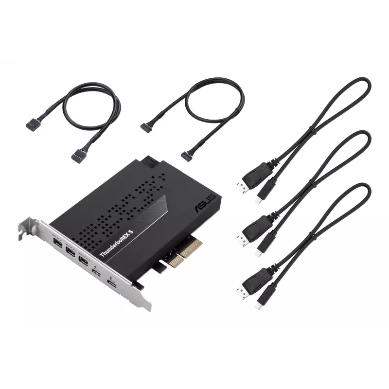Karta interfejsu ASUS ThunderboltEX 5 — PCIe 4.0, Intel JHL9580, Mini DisplayPort, USB 2.0, 120 Gbit/s
