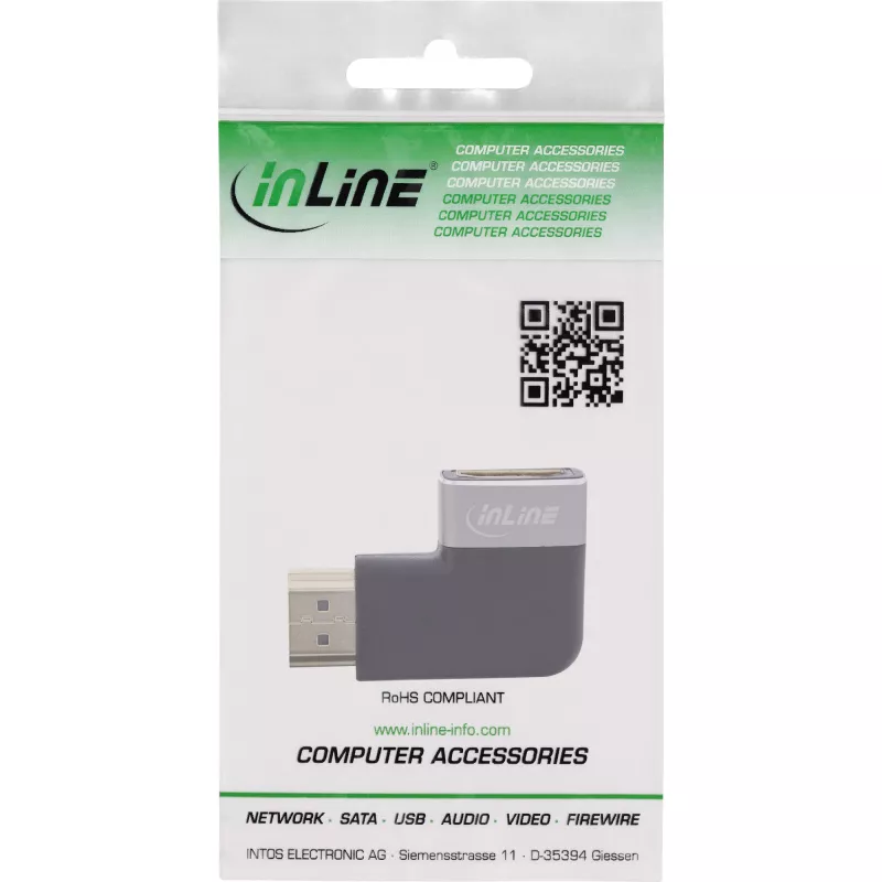 Adapter HDMI kątowy InLine 17991E czarny szary pozłacany