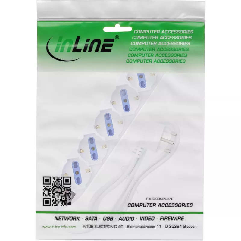 InLine 16461Z przedłużacz zasilający 1,5 m 6 gniazd AC Wewnętrzny Biały