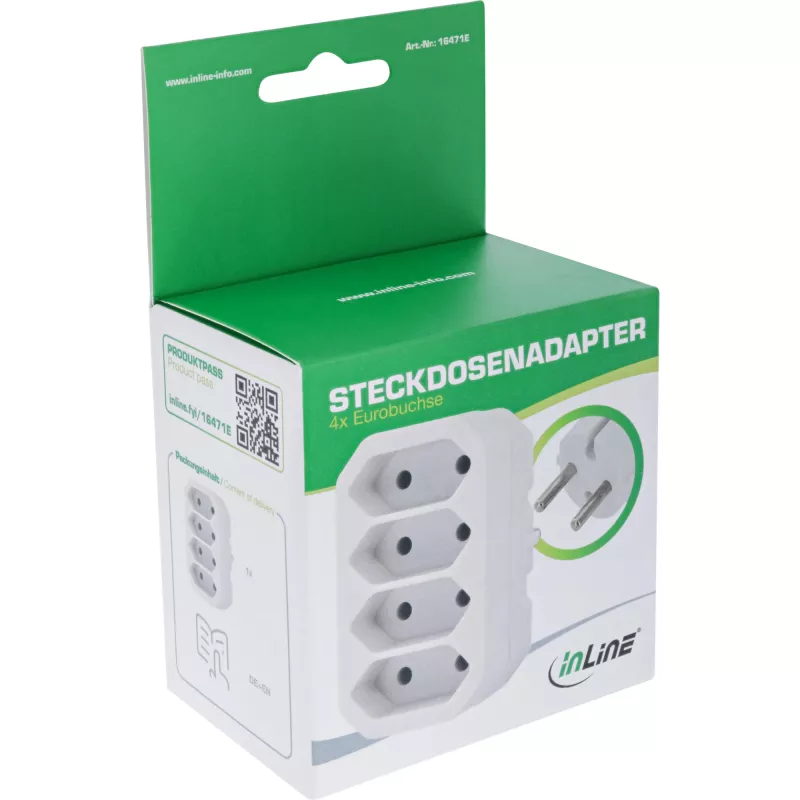 Adapter wtyczki zasilającej Typ F Typ C InLine 16471E Biały