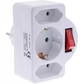 Adapter wtyczki zasilającej typ F InLine 16471C 2x typ C + typ F biały