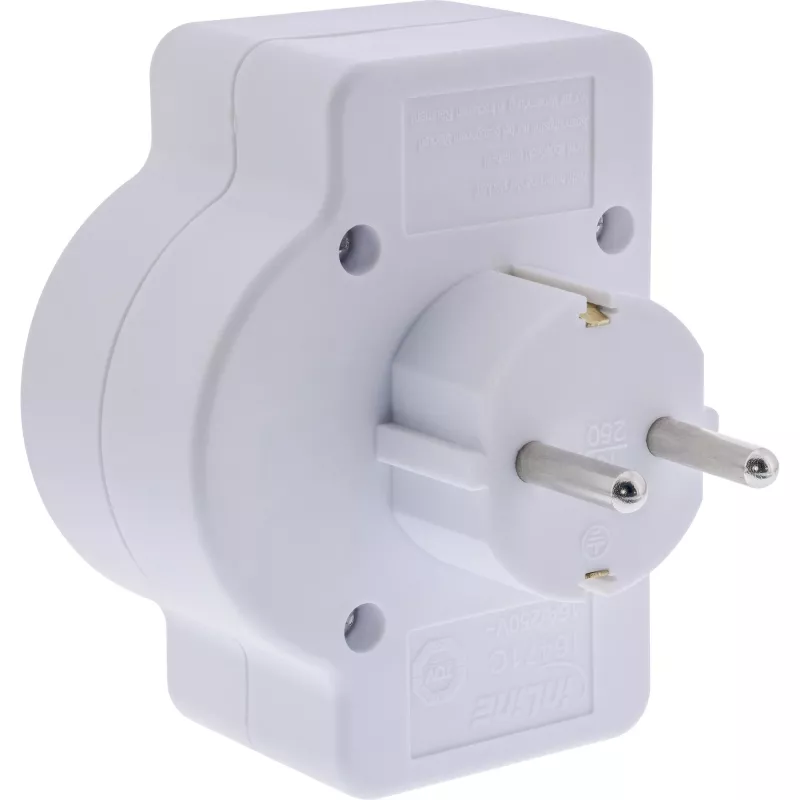 Adapter wtyczki zasilającej typ F InLine 16471C 2x typ C + typ F biały