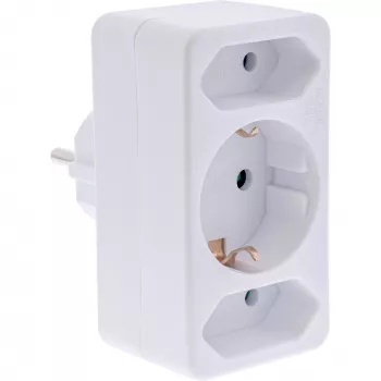 Adapter wtyczki zasilającej typ F InLine 16471B 2x typ C + typ F biały